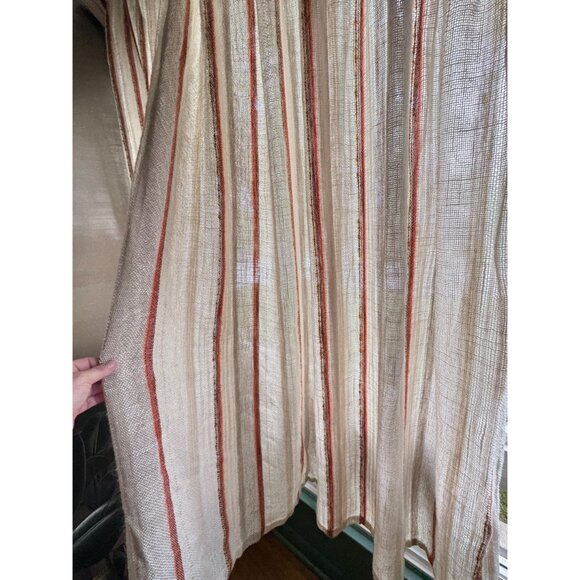Vintage 70s pleated curtain, tan, orange, brown vertical stripes, price for one - Picture 3 of 10